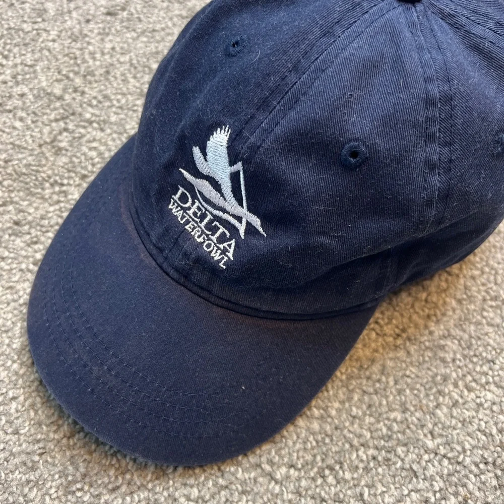 vintage delta waterfowl‎ hat mens blue white cap adjustable duck hunting outdoor - Picture 5 of 11